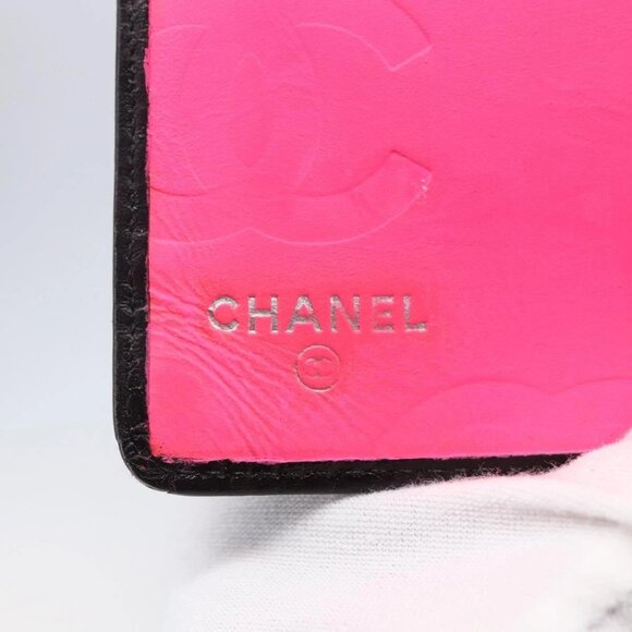 CHANEL Matelasse Cambon Line Long Wallet Calf Skin Black Silver CC Auth 147683 - Picture 13 of 16